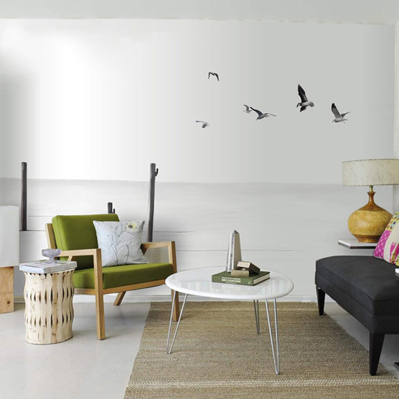 Whole River Wall Covering for Accent Wall Flying Bird Mural in Black and White, Moisture-Resistant