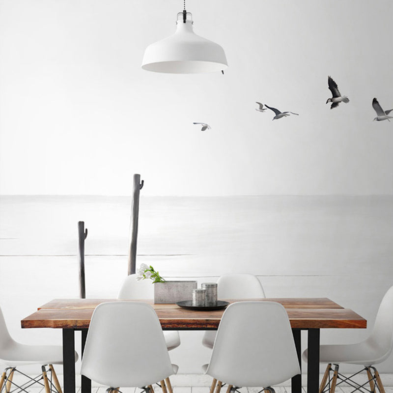 Whole River Wall Covering for Accent Wall Flying Bird Mural in Black and White, Moisture-Resistant