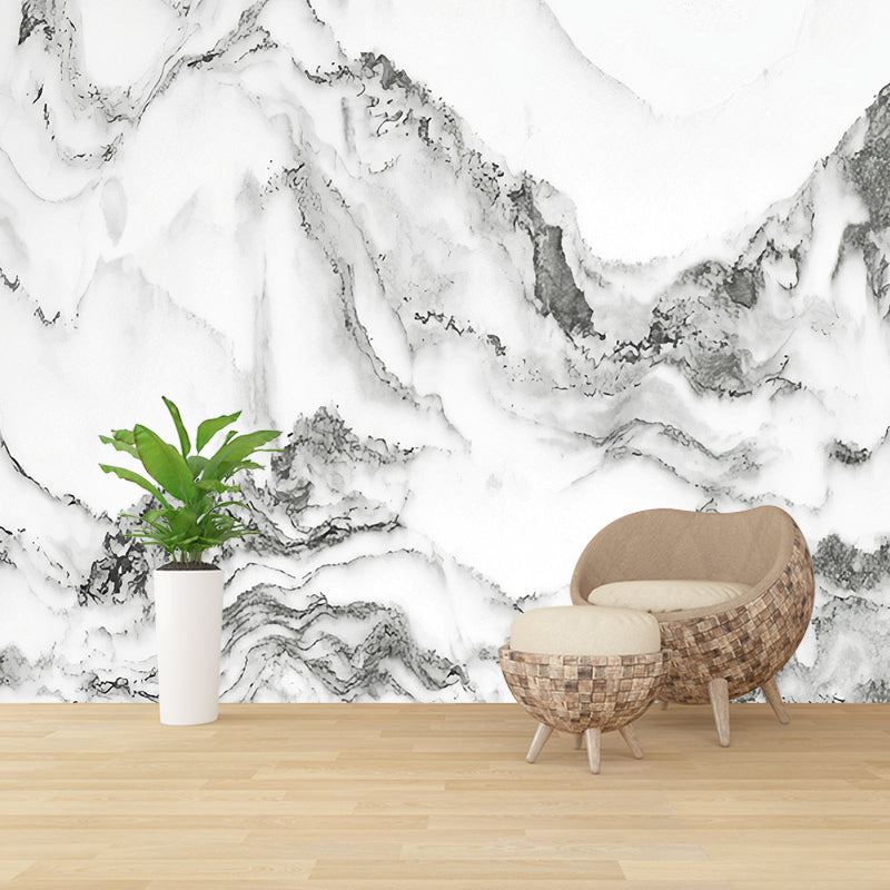 Decoración de pared de montaña de acuarela en gris pastel, mural de pared tradicional para uso comercial