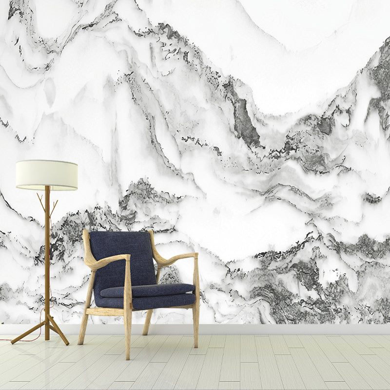 Decoración de pared de montaña de acuarela en gris pastel, mural de pared tradicional para uso comercial