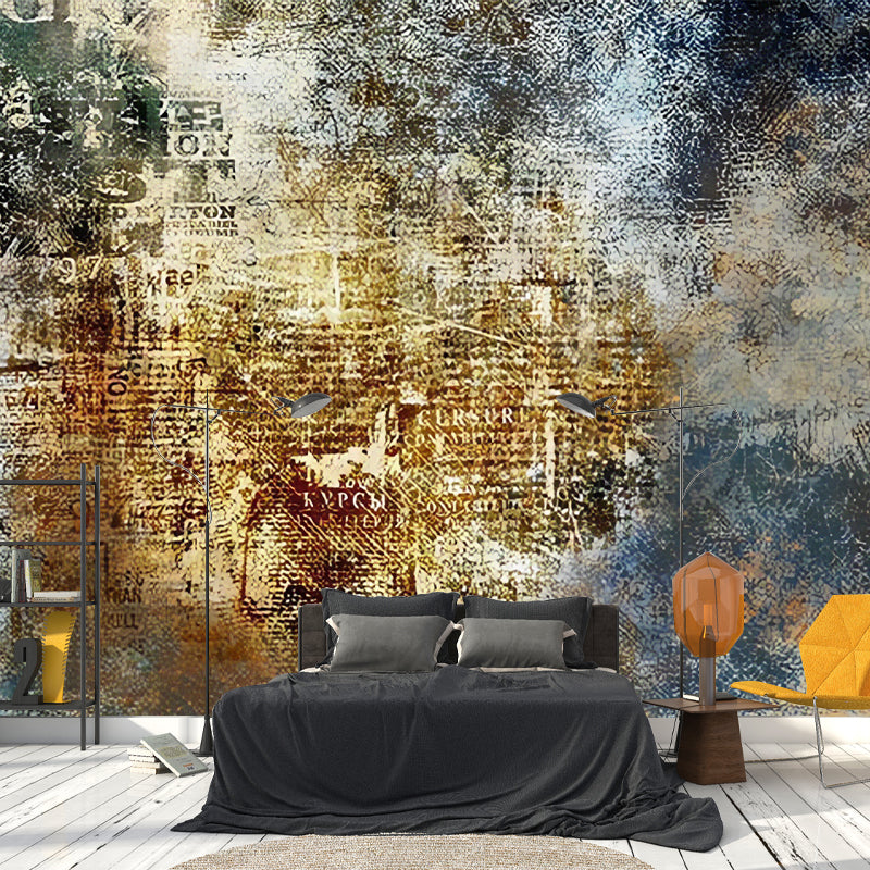 Giant Graffiti Wall Covering Blue and Brown Non-Woven Material Wall Mural for Dress Shop, Made to Measure