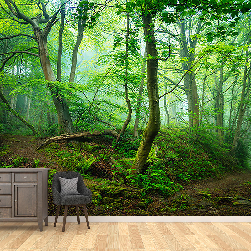Whole Forest Wall Covering Green Non-Woven Material Mural Wallpaper for Home Decor, Custom-Printed