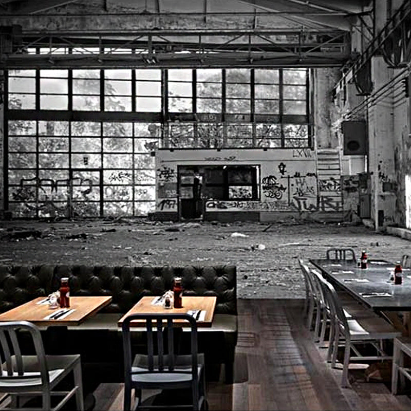 Industrial Warehouse Mural Wallpaper for Bar Decoration, Extra Large Wall Decor in Grey