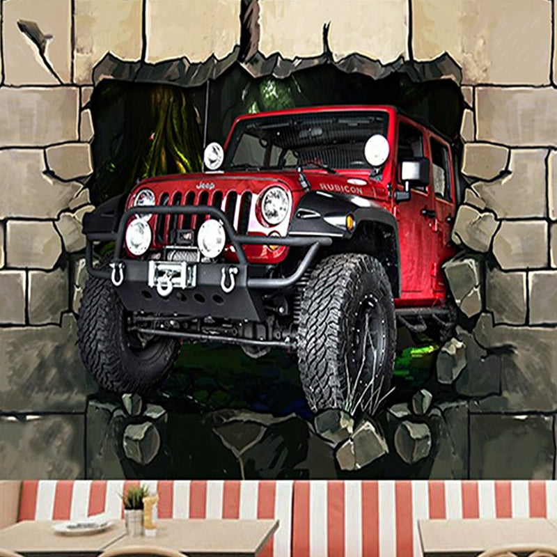 Illustration 3D Car Mural Extra Large Wall Art for Bar, Personalized Size Available