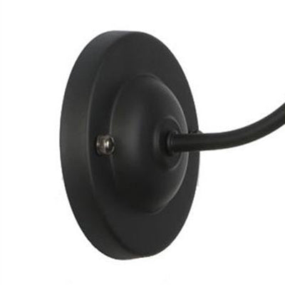 Accesorio de montaje de pared de la jaula de cilindro de hierro industrial vintage 1 cabezal de la pared de la pared del dormitorio con brazo curvado en negro