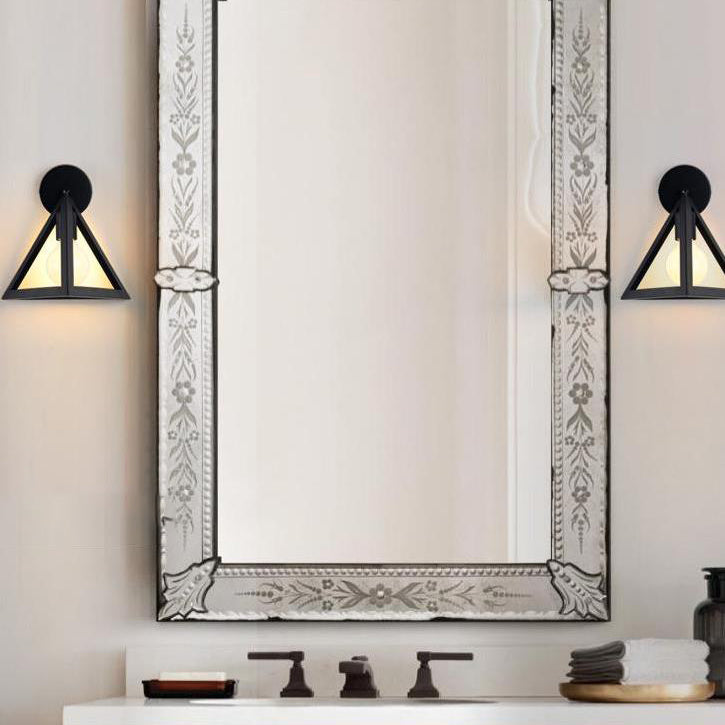 Luz de pared enjaulada de metal con lámpara de pared de dormitorio en negro en negro