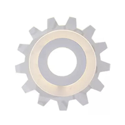 White Finish Gear Wall Sconce Creative Acrylic LED Wall Light for Boys Girls Bedroom