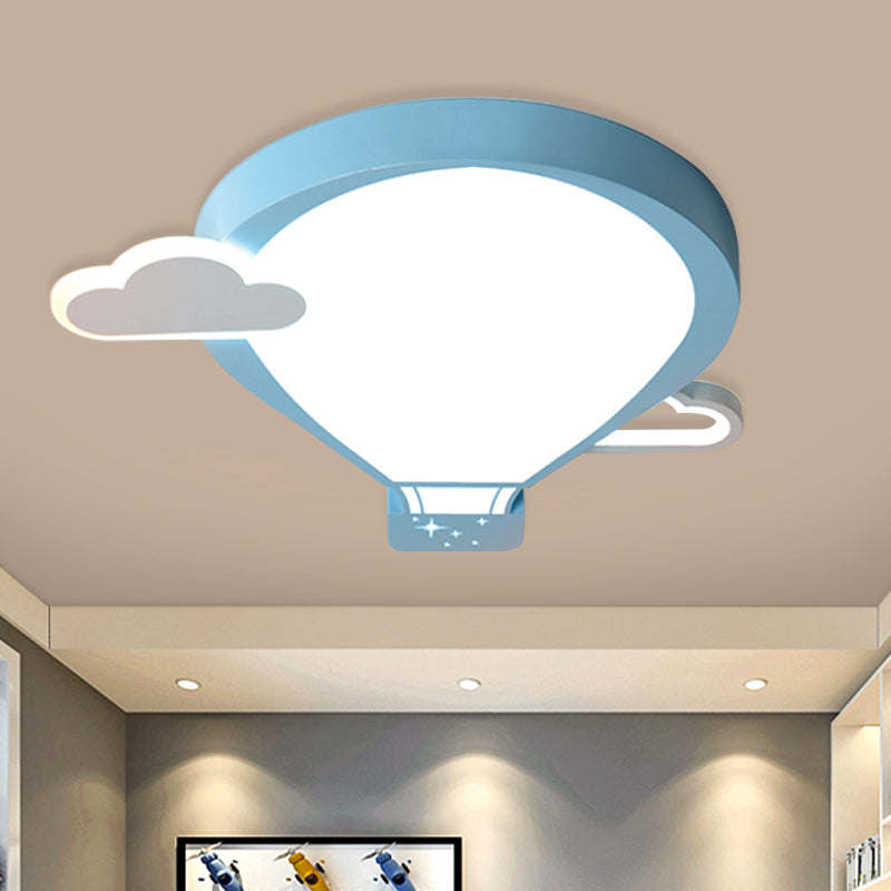 Hot Air Balloon Ceiling Lighting Cartoon Acrylic Pink/Blue LED Flush Mount Lamp in Warm/White Light for Nursery