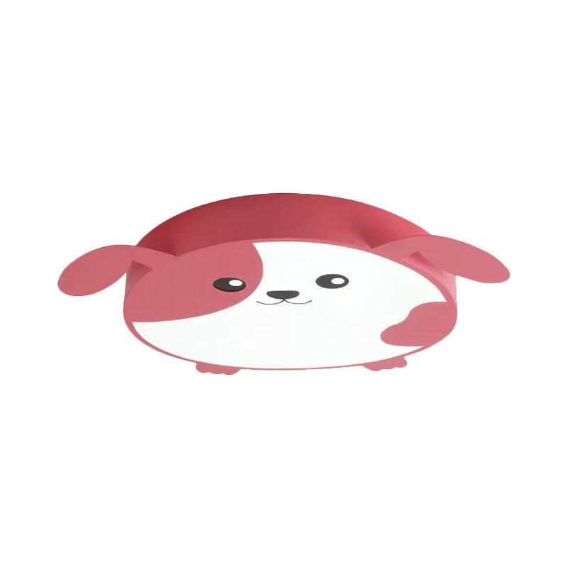 Dog Flush Mount Light Fixture Cartoon Acrylic LED Pink Ceiling Lighting for Kids Bedroom, Warm/White Light