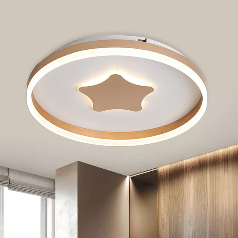 Acryl Star Flushmount Lighting Minimalist LED White Flush Lamp in White/Warm Light for Bedroom, 16 "/19.5" Dia