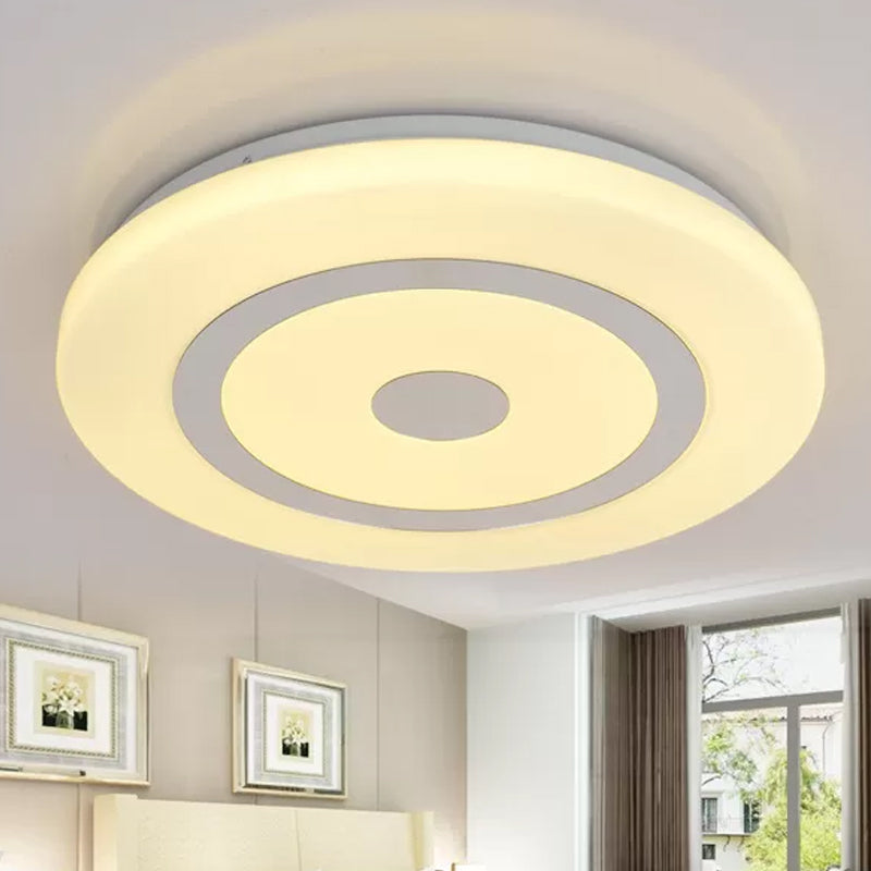 Lampada da incasso moderna rotonda a LED in acrilico con diametro di 15"/19" per camera da letto, in bianco e nero