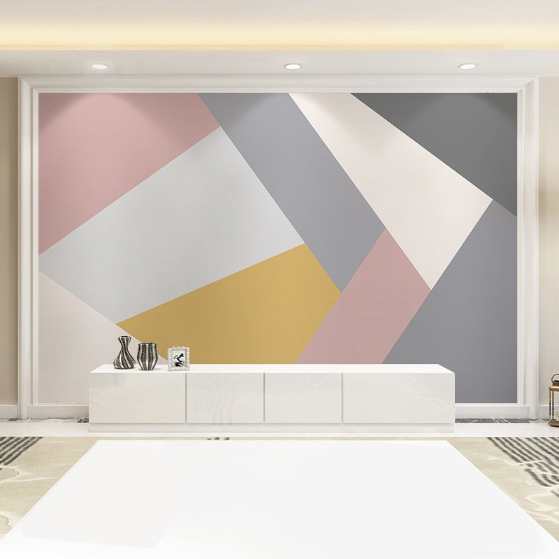 Geometries Wall Mural Decal in Soft Color, Contemporary Wall Art for Girl's Bedroom