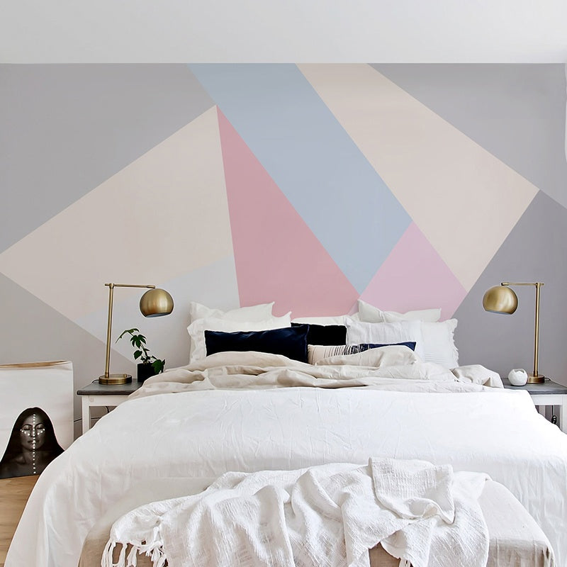 Geometries Wall Mural Decal in Soft Color, Contemporary Wall Art for Girl's Bedroom