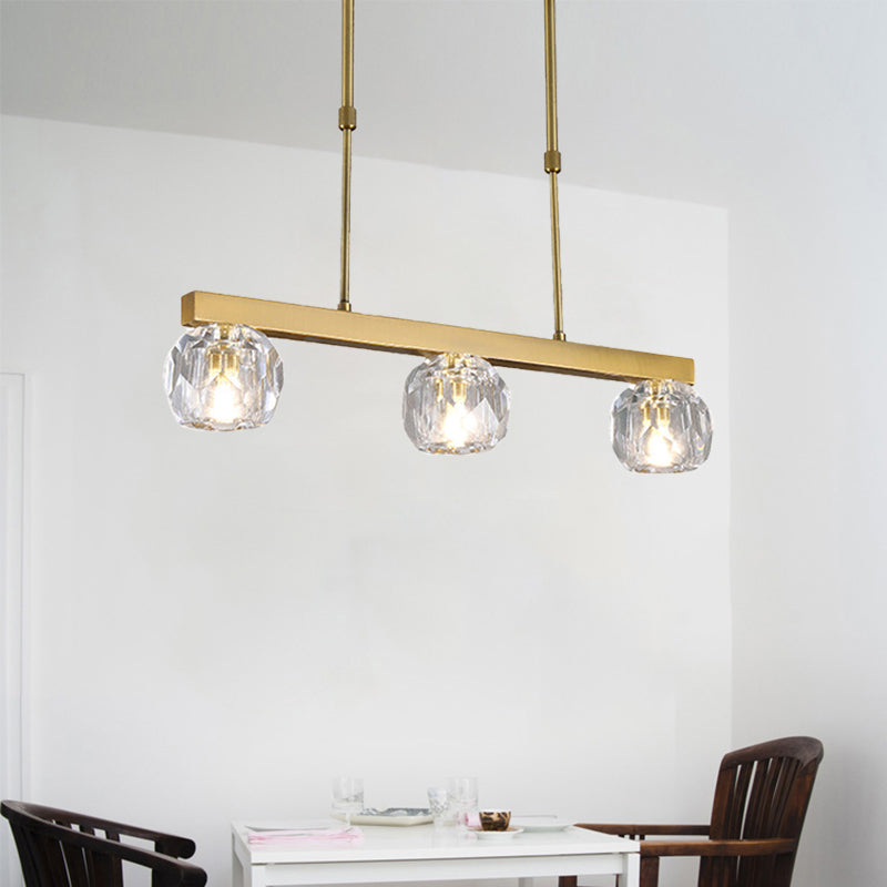 FACKET Crystal Sphere Island Pendant Light Minimalist 3/4 Luci Kit lampada appesa in oro con design lineare