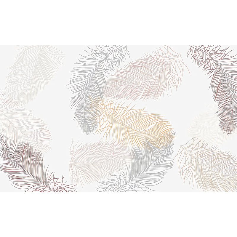 Custom-Printed Illustration Simple Mural Wallpaper for Children's Bedroom with Feather in Beige