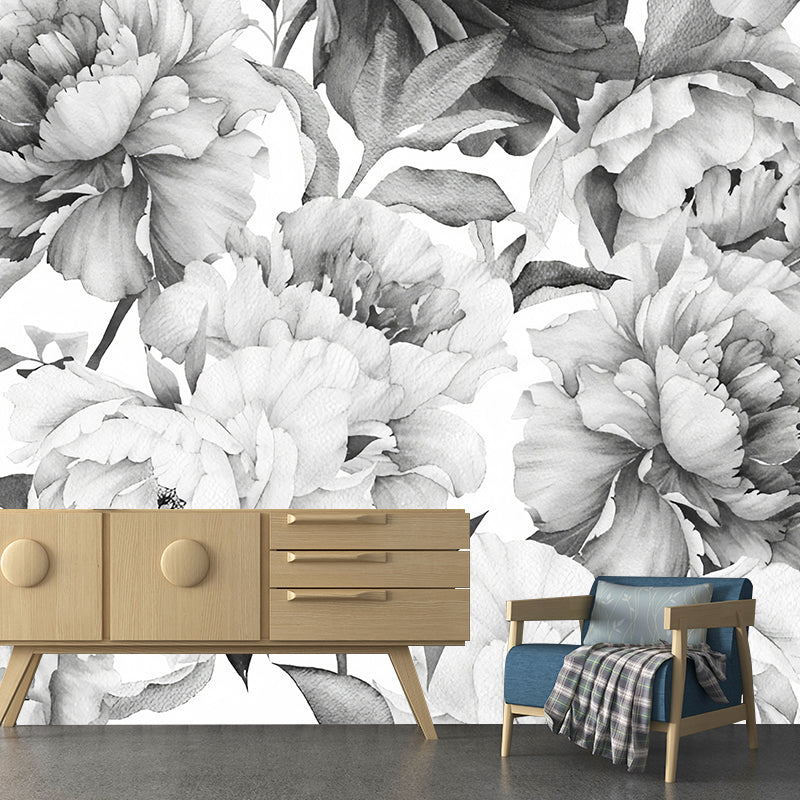 Stain-Resistant Flower Wall Mural Decal Non-Woven Fabric Contemporary Wall Art for Bedroom