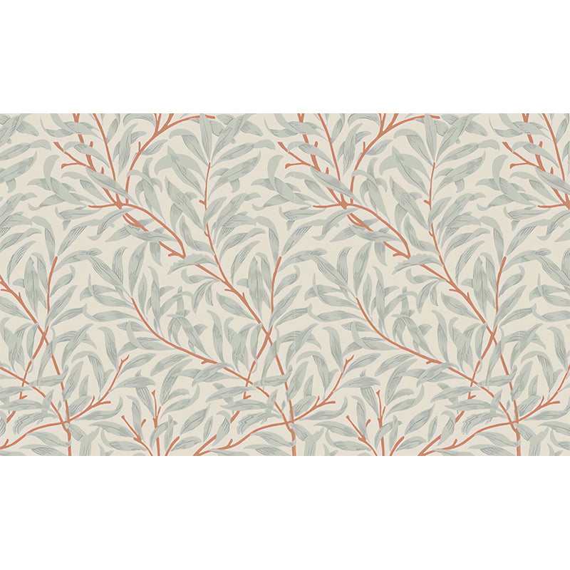 Beige and Green Plant Mural Personalized Size Leaves Wall Covering for Accent Wall