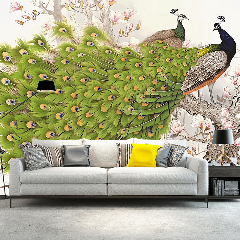 Stain-Resistant Peacock Wall Art Personalized Size Wall Mural for Home Decoration