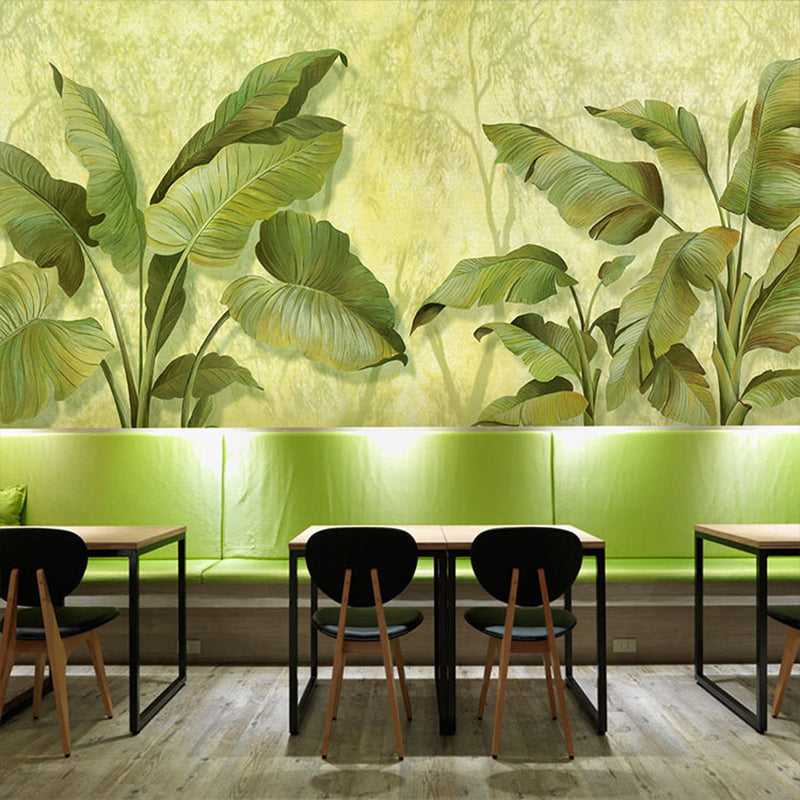 Enormous Banana Leaves Wall Art in Green Non-Woven Material Wall Mural for Home Decor, Personalized Size Available