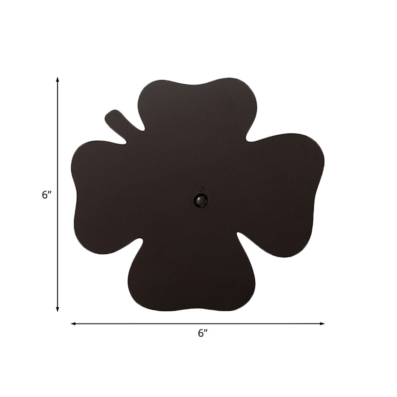 Black Finish Four Leaf Clover Wall Night Lamp Minimalism LED Acrylic Night Shadow Light, USB