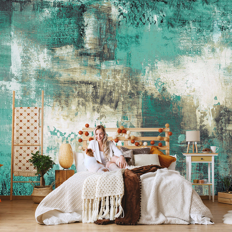 Reclaimed Surface Wall Mural Decal for Accent Wall, Dark Green, Personalized Size Available