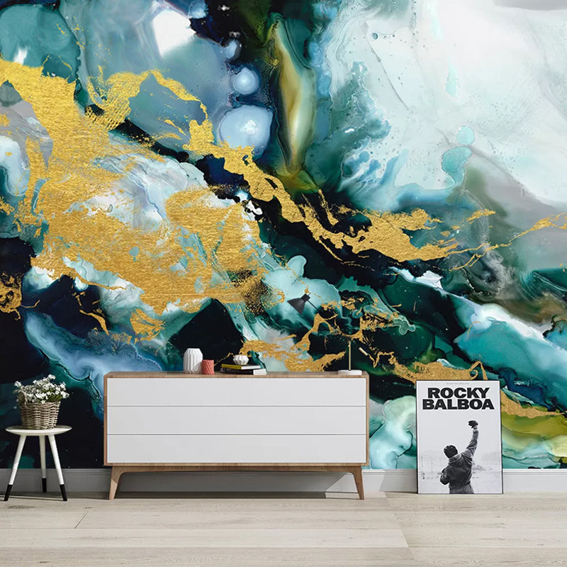 Full Size Wall Mural in Yellow and Green Non-Woven Material Wall Art for Home Decor, Made to Measure