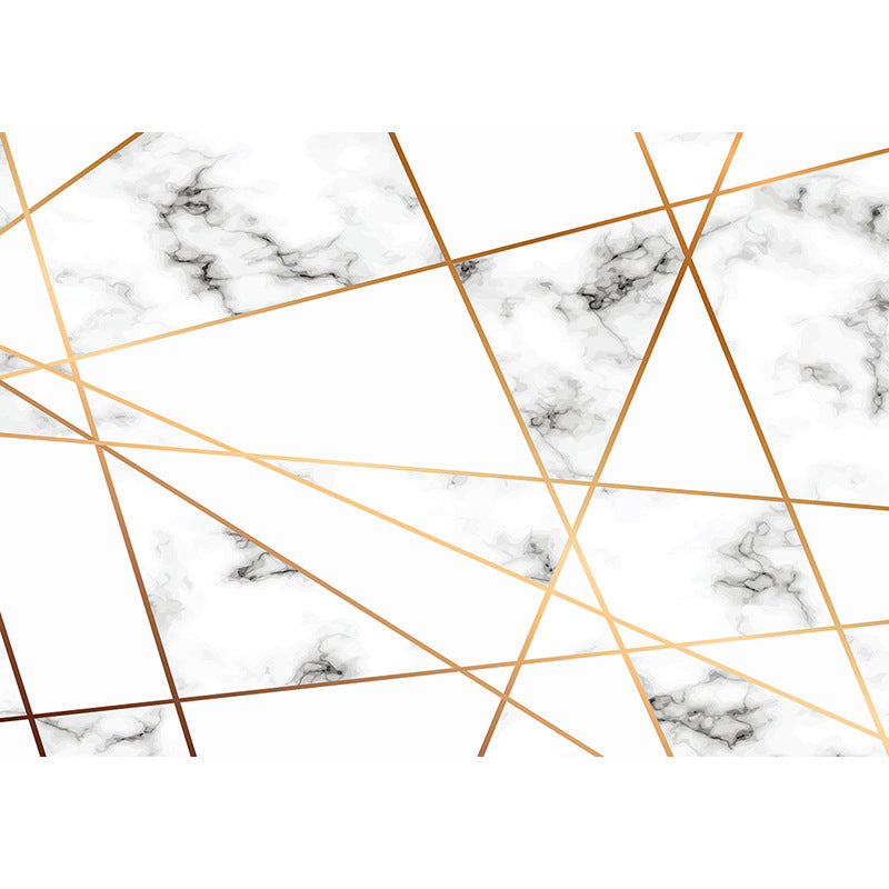 Simple Marble Surface Mural Wallpaper for Accent Wall, Grey and Gold, Personalized Size Available