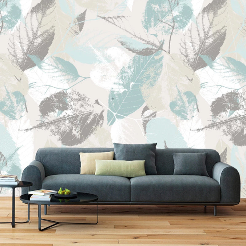 Water-Resistant Leaf Texture Mural Wallpaper Custom Size Minimalist Wall Covering for Guest Room