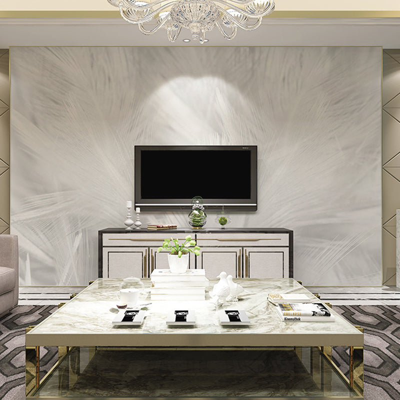 Photography Feather Wall Mural Decal for Accent Wall in Plain White, Personalized Size Available