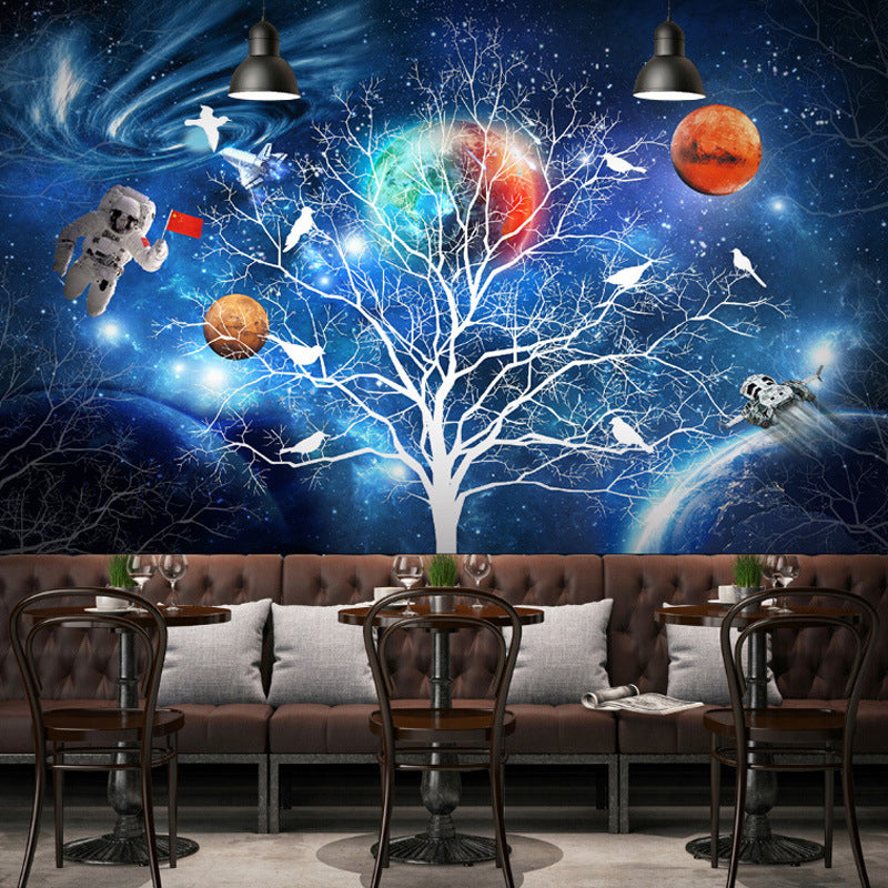 Photo Tree and Galaxy Mural Wallpaper Full Size Wall Art for Accent Wall, Personalized Size Available