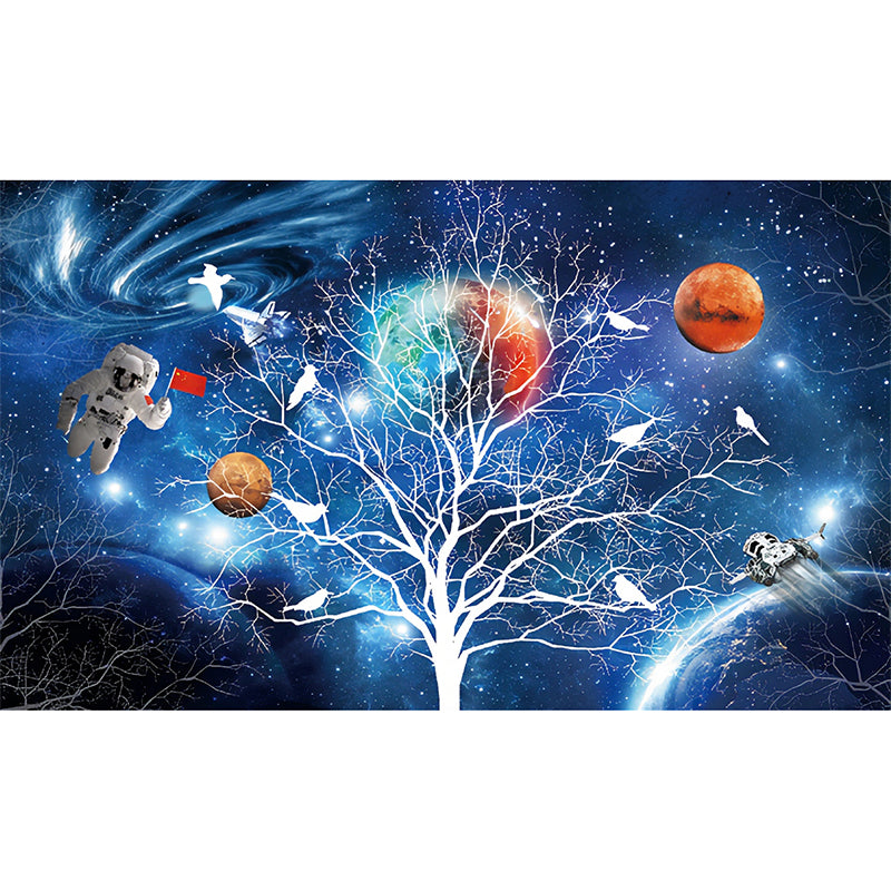 Photo Tree and Galaxy Mural Wallpaper Full Size Wall Art for Accent Wall, Personalized Size Available