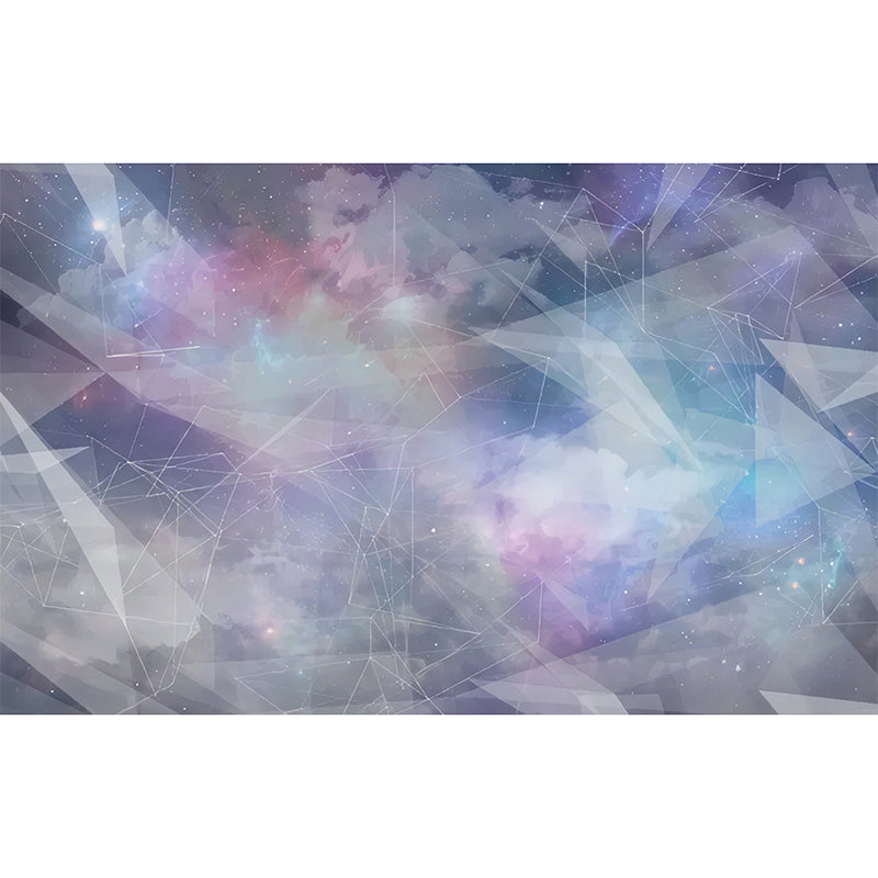 Big Deep Space Mural Wallpaper for Ceiling Decoration 3D Effect Wall Art in Pink and Purple, Stain-Resistant