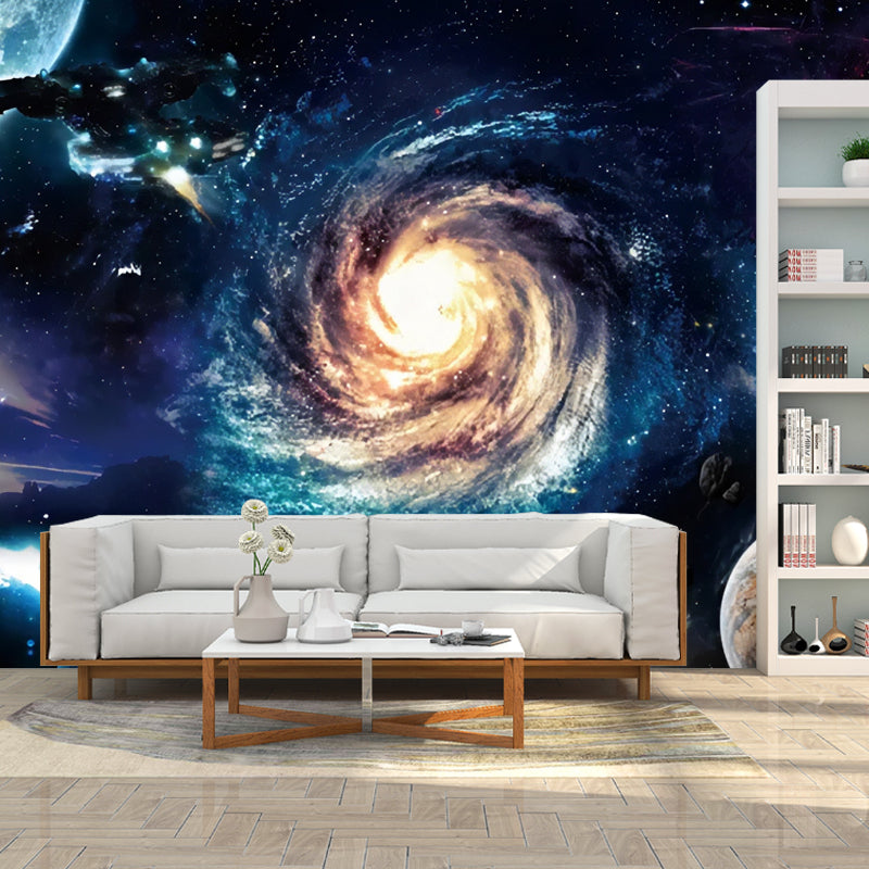 Extra Large Photo Simple Mural Wallpaper for Home Decoration with Galaxy Pattern in Blue