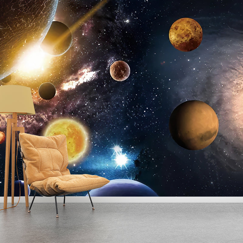 Enormous Photography Outer Space Mural for Accent Wall in Brown and Gold, Personalized Size Available