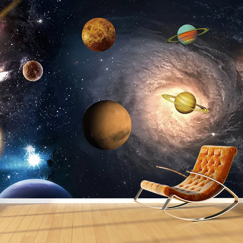 Enormous Photography Outer Space Mural for Accent Wall in Brown and Gold, Personalized Size Available