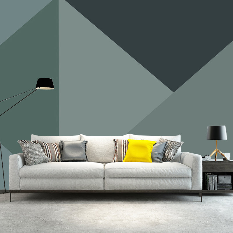 Extra Large Minimalist Wall Mural in Green Triangle Wall Art, Personalized Size Available