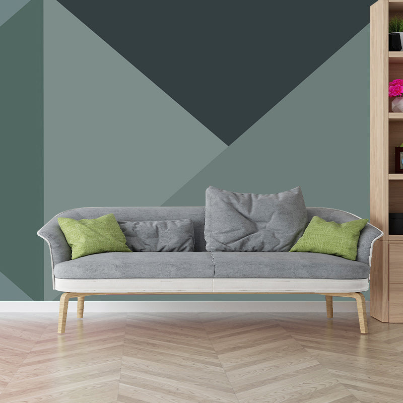 Extra Large Minimalist Wall Mural in Green Triangle Wall Art, Personalized Size Available