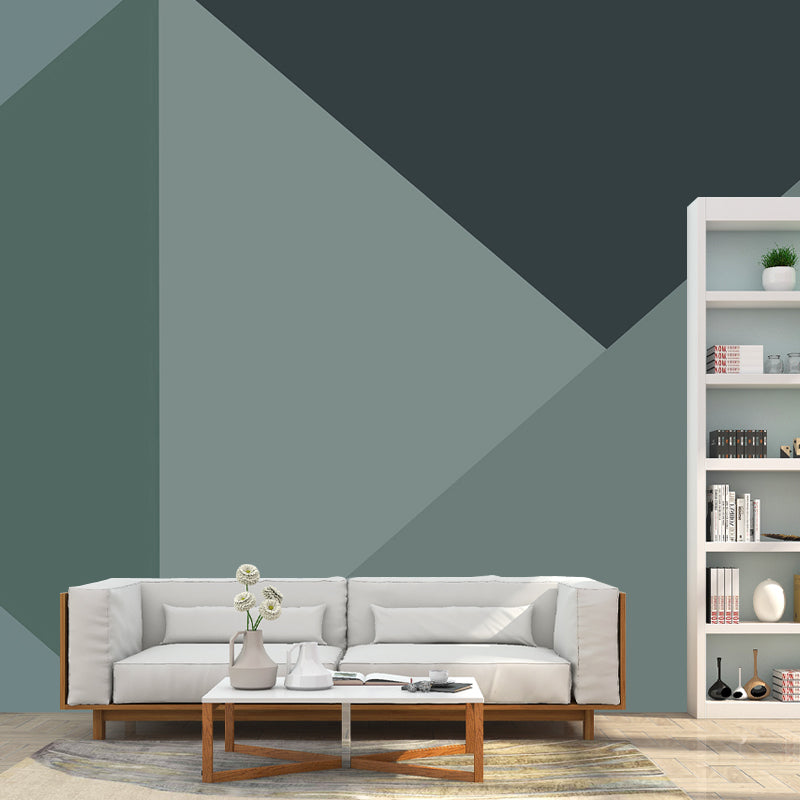 Extra Large Minimalist Wall Mural in Green Triangle Wall Art, Personalized Size Available