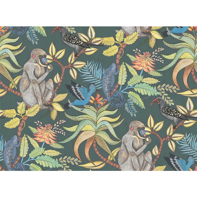 Fresh Jungle and Animal Mural Wallpaper for Accent Wall, Natural Color, Made to Measure