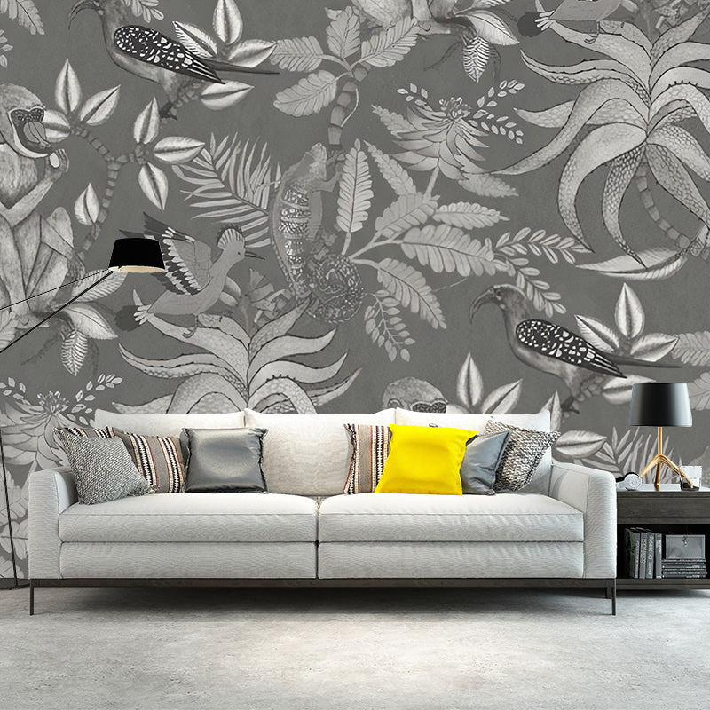 Fresh Jungle and Animal Mural Wallpaper for Accent Wall, Natural Color, Made to Measure