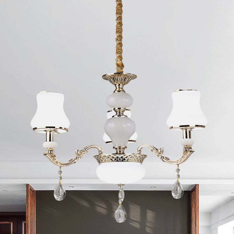 3/6 lichten kroonluchter verlichting vintage slaapkamer plafond hanger met pot glazen schaduw in goud