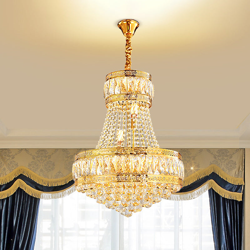 Panier de panier en cristal lustre vintage 8-bulb salon suspendu plafond en or