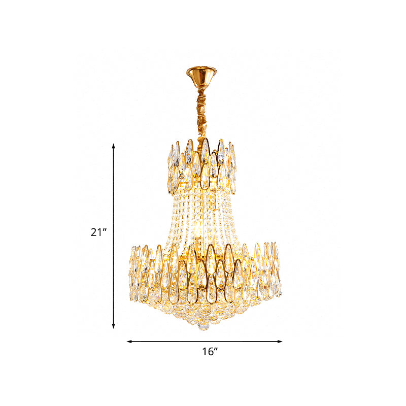 6 Lichter Kristall Kronleuchter moderner goldener goldener Wohnzimmer Decke Anhängerlampe