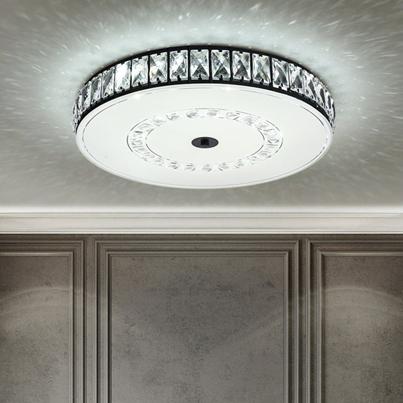 Square/Round Rectangle-Cut Crystal Flush Light Simple LED Black Flush Mount Ceiling Lamp Fixture