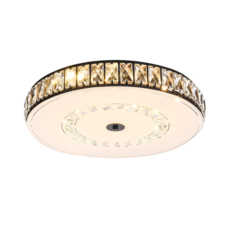 Square/Round Rectangle-Cut Crystal Flush Light Simple LED Black Flush Mount Ceiling Lamp Fixture