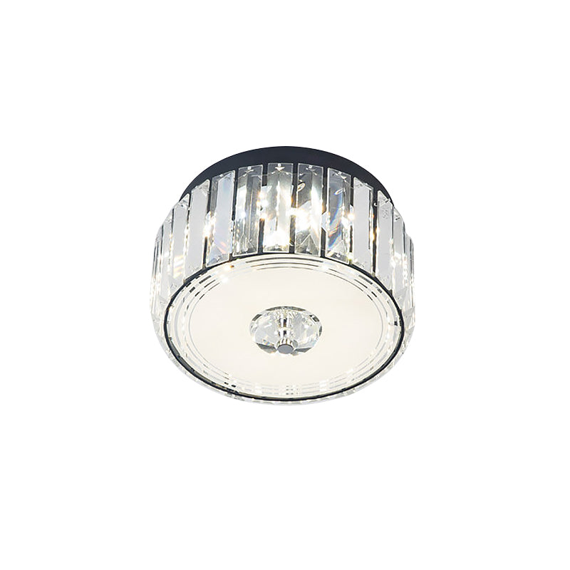 Simple Style Cylinder Ceiling Flush Mount Clear Rectangle-Cut Crystal LED Balcony Flush Lighting