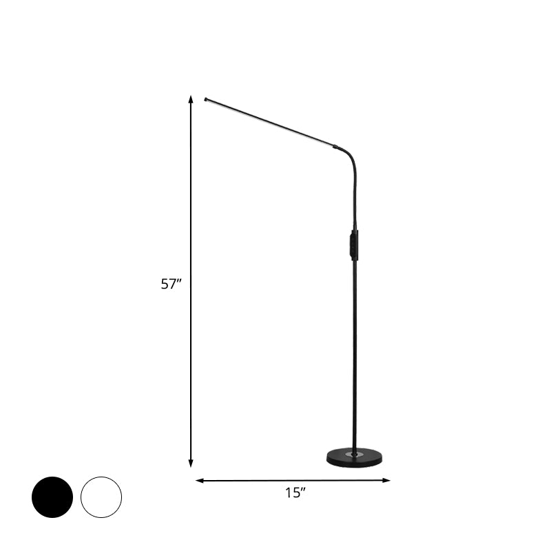 Adjustable Metallic Linear Standing Lamp Modernist Black/White LED Floor Reading Light with Switch