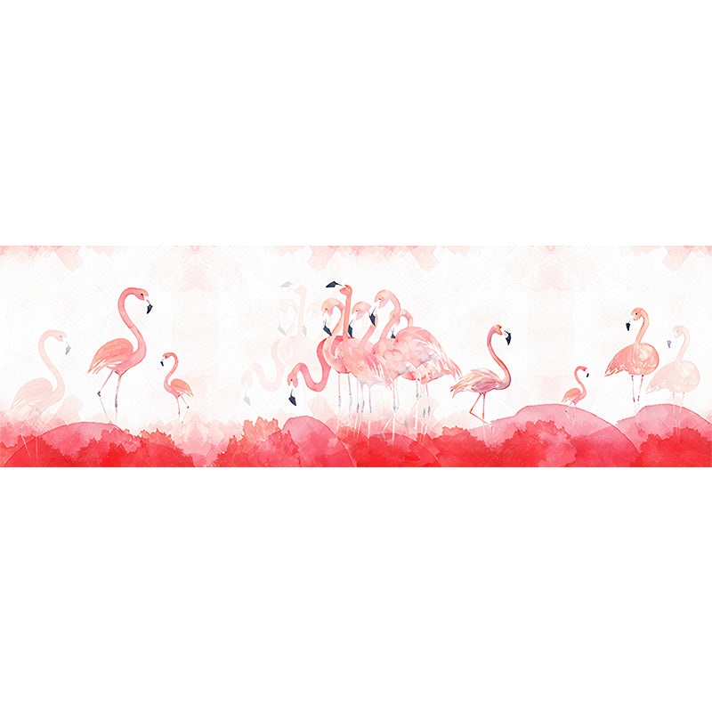 Extra Large Mural Wallpaper Nordic Novelty Flamingo Wall Art in Pastel Pink