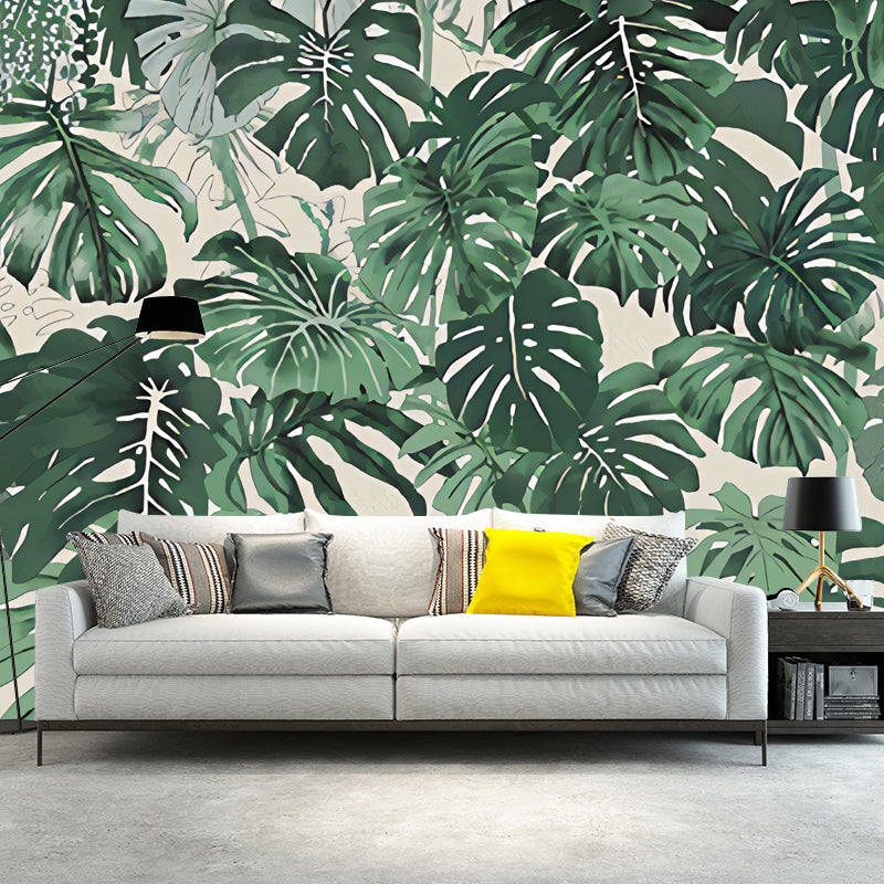 Decorative Non-Woven Mural Wallpaper Tropical Leaf Wall Decor for Gallery and Theme Restaurant