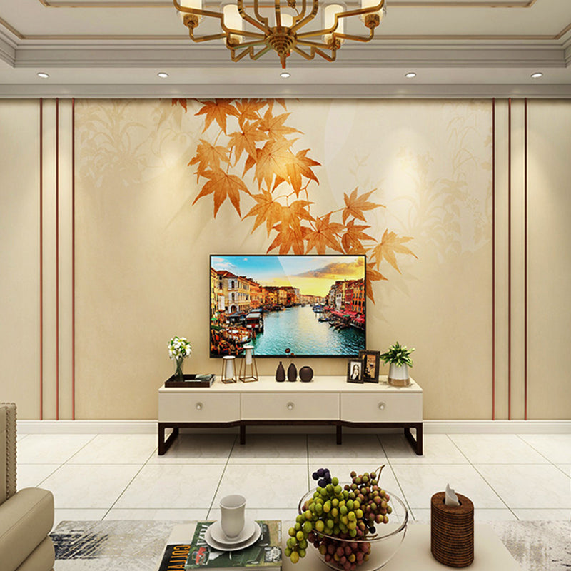 Non-Woven Fabric Large Wall Mural Yellow Maple Wall Art, Personalized Size Available